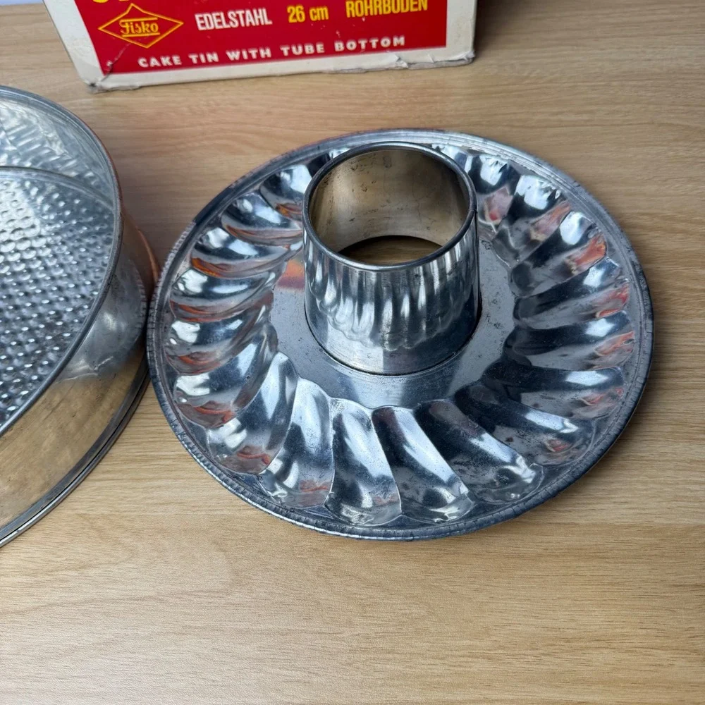 Fisko Springform Cake Tin‎ 26cm Edelstahl Silver West Germany Tube Bottom Bundt